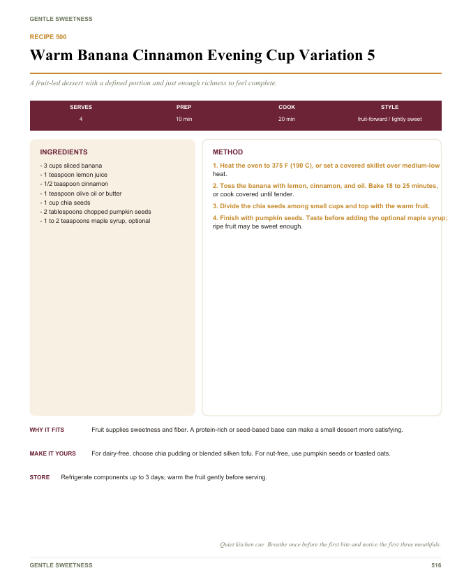 Sample gentle dessert recipe page